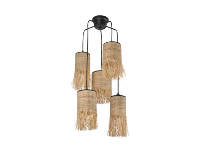 Suspension Formentera 5 abat-jour naturel - Dia 32x H118cm