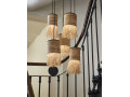 Suspension Formentera 5 abat-jour naturel - Dia 32x H118cm