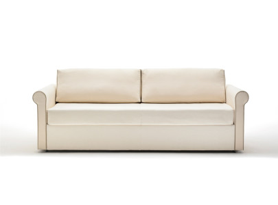 BK 160 Sofa convertible sofa front view ecru fabric white background 2