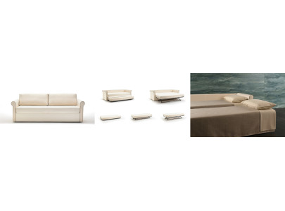 BK 160 Sofa BK Italia — triptyque fermé mécanisme Panama et couchages ouverts