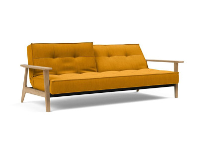 Canapé scandinave convertible Frej avec accoudoirs - Splitback - Chêne