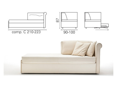 BK 163 config C accoudoir haut dossier à coussin
