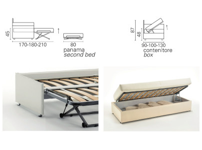 Banquette lit gigogne BK 114, lit gigogne ou coffre de rangement