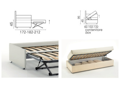 Canapé lit gigogne design BK 125, lit gigogne ou coffre de rangement