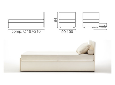 Banquette lit gigogne BK 154, composition C