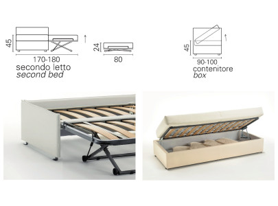 Banquette lit gigogne BK 154, lit gigogne ou coffre de rangement