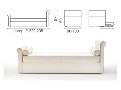 Banquette lit gigogne BK 164, composition E