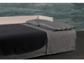 Canapé convertible gigogne BK 115 ouvert en lit, linge de lit foncé