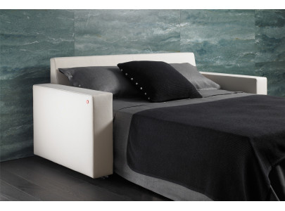 Canapé convertible BK 101 ouvert, couchage sur sommier à lattes