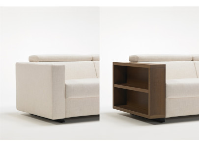Canapé convertible BK 103 dossier inclinable, accoudoir standard et accoudoir bibliothèque