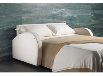 Canapé convertible BK 107 ouvert, couchage sur sommier à lattes
