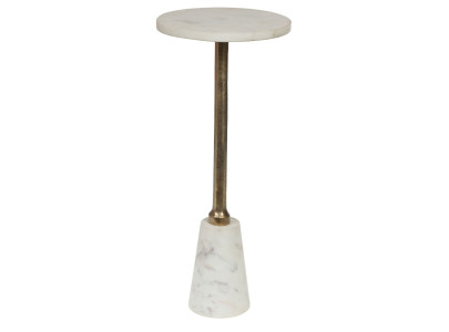 Bout de canapé Clyde en marbre blanc et colonne dorée, Amadeus
