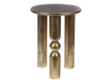 Bout de canapé Totem en aluminium doré, pied central sablier, Amadeus