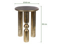 Bout de canapé Totem en aluminium doré d'Amadeus et ses dimensions : plateau de 40 cm, 55 cm de haut