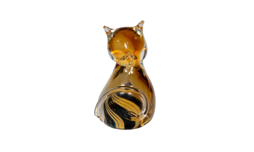 Chat Manx en verre sulfure ambré, Amadeus