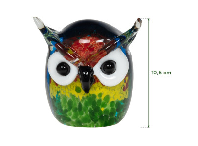 Chouette en verre sulfure multicolore aux yeux blancs, Amadeus 2