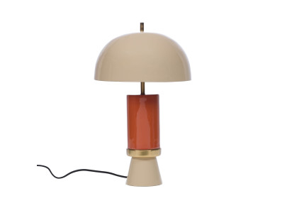 Lampe à poser Vintage crème, fût rouille et bague dorée, Amadeus