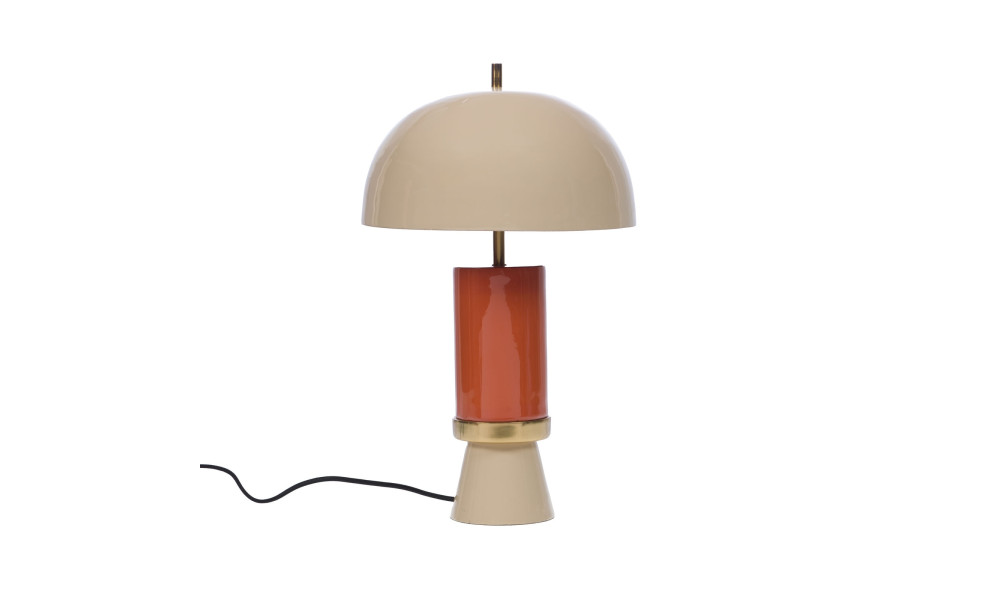 Lampe à poser Vintage crème, fût rouille et bague dorée, Amadeus