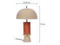 Lampe à poser Vintage crème d'Amadeus et ses dimensions : 51 cm de haut, dôme de 30 cm de diamètre