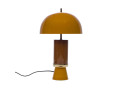 Lampe à poser Vintage jaune, fût caramel et bague dorée, Amadeus