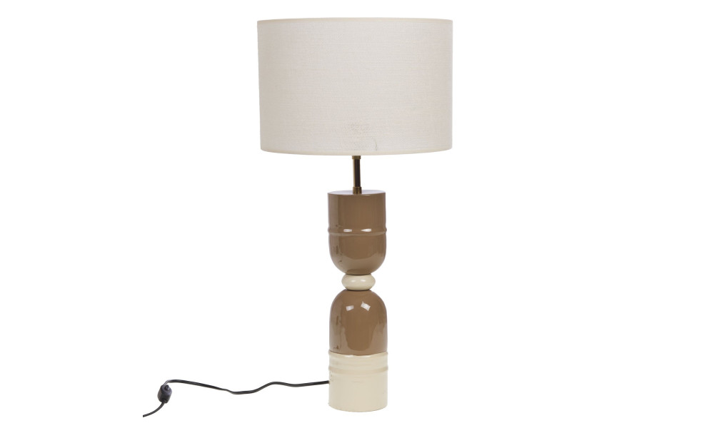 Lampe à poser Miles, pied taupe et abat-jour en jute, Amadeus