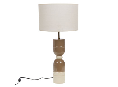 Lampe à poser Miles, pied taupe et abat-jour en jute, Amadeus
