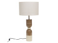 Lampe à poser Miles, pied taupe et abat-jour en jute, Amadeus