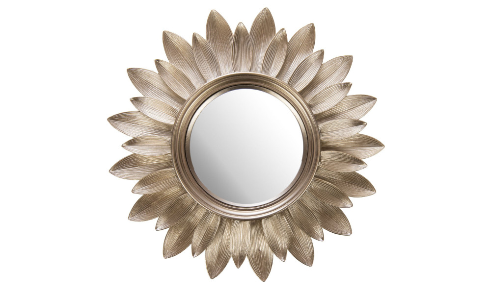 Miroir soleil convexe Sole doré, couronne de pétales, Amadeus