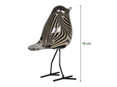 Oiseau Ori en verre rayé noir et blanc sur pattes noires, Amadeus 2