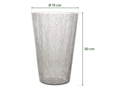 Vase conique en verre craquelé transparent, Amadeus 2