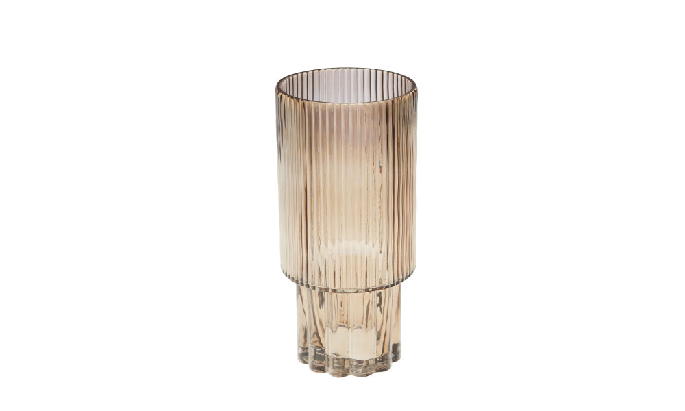 Vase Elia en verre strié ambré, Amadeus