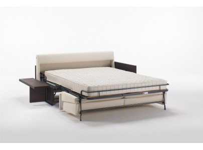Canapé convertible BK 119 ouvert, tablette du flanc à côté du lit