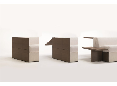 Canapé convertible BK 119 B, ouverture du flanc table de chevet