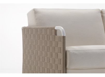 Canapé convertible BK 123 Nastro, détail des rubans de lin et de l'angle