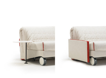 Canapé convertible BK 128, avec accoudoir rectangulaire et tablette, en option